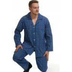 1PF0012 pánské pyžamo dlouhé propínací modré – Zboží Dáma