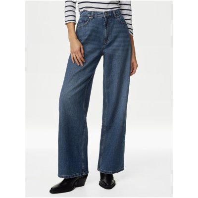 Marks & Spencer džíny s vysokým pasem a širokými nohavicemi námořnická modrá – Zboží Mobilmania