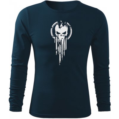Dragova Fit-T tričko s dlouhým rukávem muscle skull tmavě modrá