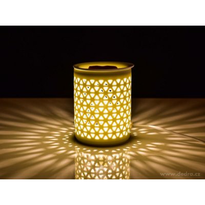 Lumivia Elektrická keramická aroma lampa s krajkovým dekorem matná bílá & odnímatelná miska – Sleviste.cz