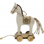 MOREX, s.r.o. Dekorace dřevěný koník na kolečkách 12 x 6 x 18 cm bílý – Sleviste.cz