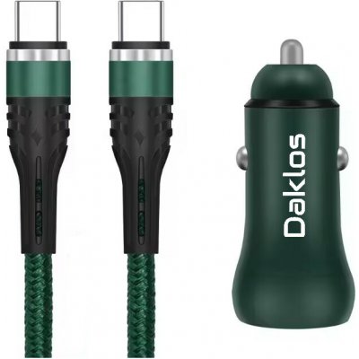 Daklos Duální nabíječka 38 W do auta s USB a USB-C + 90 cm kabel