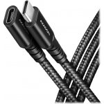 AXAGON prodlužovací kabel USB-C(M) na USB-C(F) / USB 3.2 Gen 2 / 5A / PD 240W / 8K HD / opletený / 1m / černý – Zbozi.Blesk.cz