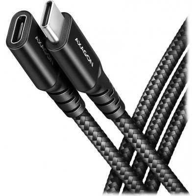 AXAGON prodlužovací kabel USB-C(M) na USB-C(F) / USB 3.2 Gen 2 / 5A / PD 240W / 8K HD / opletený / 1m / černý – Zbozi.Blesk.cz