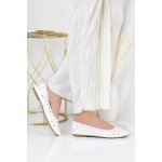 Cathay moda třpytivé baleríny 3701-2WH bílé – Zboží Mobilmania