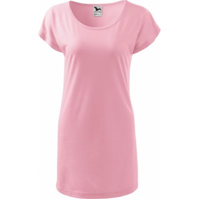 Malfini Volné tričko šaty Love s lodičkovým výstřihem růžová světlá