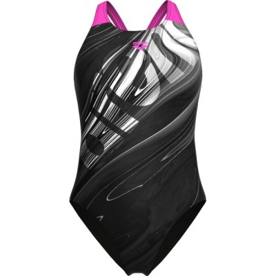 Arena Dámské plavecké jednodílné plavky Womens Flow Swimsuit V Back LB černá – Zboží Mobilmania