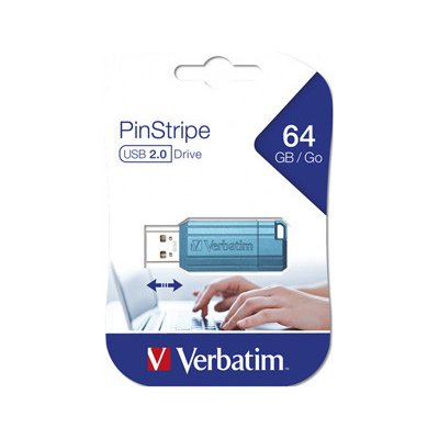 Verbatim USB flash disk, USB 2.0, 64GB, PinStripe, Store N Go, modrý, 49961, USB