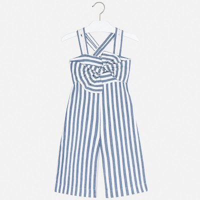Mayoral overal lněný s vázánímmini modro-bílý – Zboží Dáma