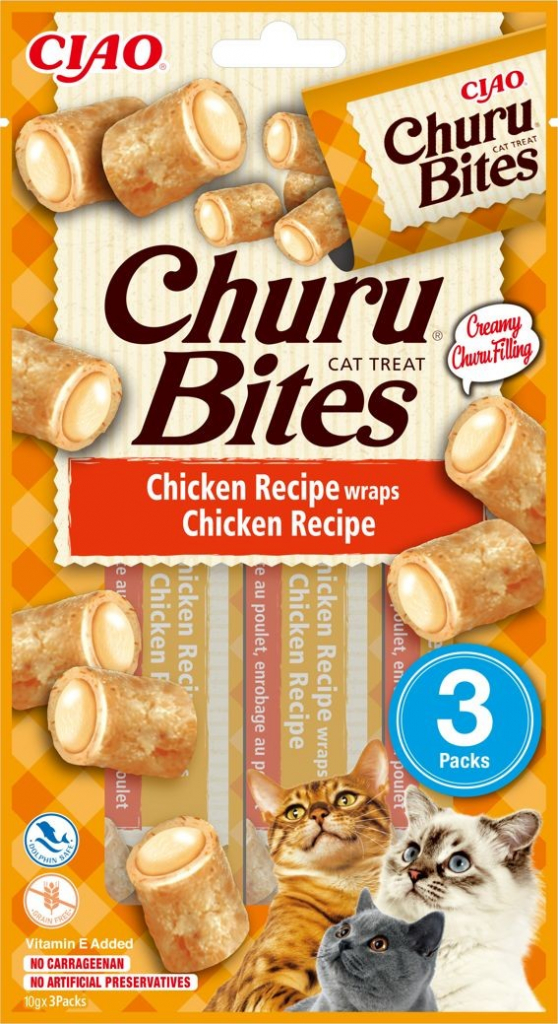 Churu Cat Bites Chicken wraps&Chicken Purée 3 x 10 g