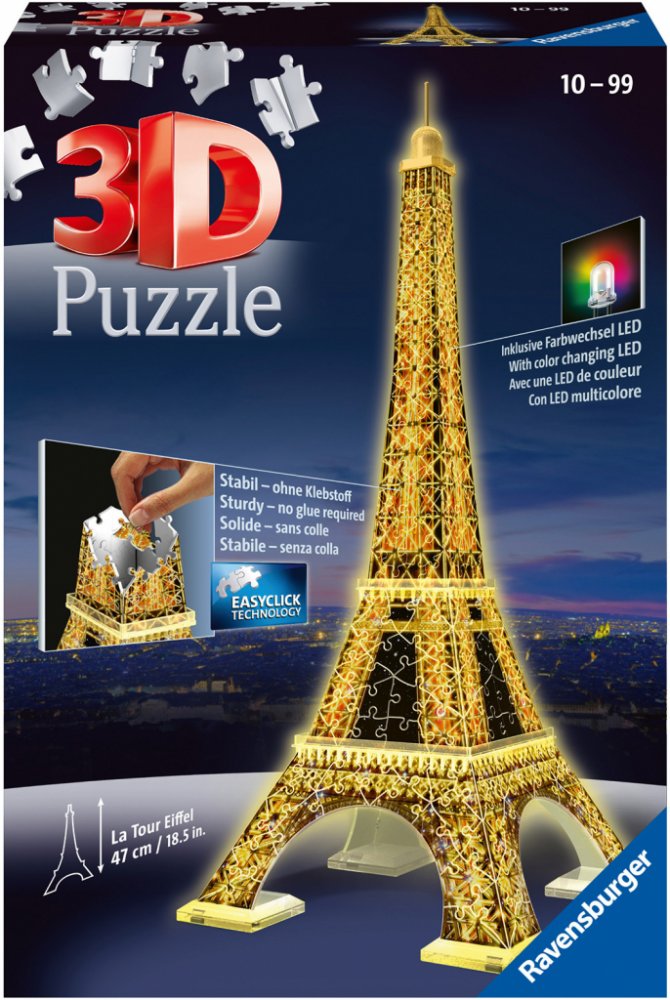 Ravensburger 3D puzzle svítící Eiffelova věž Noční edice 216 ks |  Srovnanicen.cz