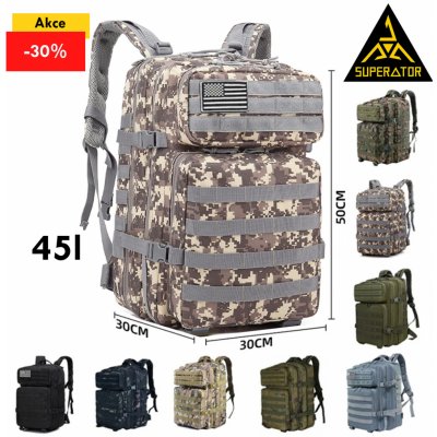 Taktický vojenský batoh 45l, kvalitní, voděodolný, outdoor. Nášivka vlajka USA je součástí. Velcro patch 3D. Barva: Digitál 2 – Zboží Mobilmania