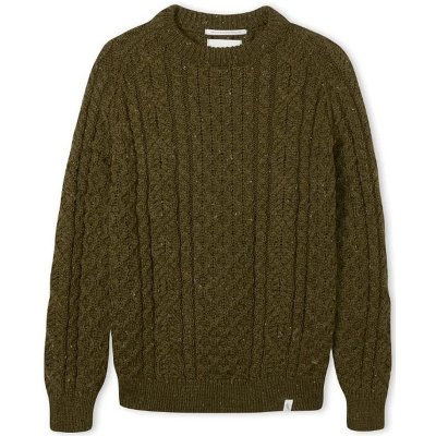 Peregrine rybářský vlněný svetr Peregrine Hudson Aran Jumper khaki – Zboží Mobilmania