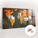 tulup Magnetická Tabule na Zeď Skleněná - Memo Board Kleněnou Přední Stranou - 5 magnetů v balení - 120 x 60 cm - Mapa světa – Zboží Mobilmania