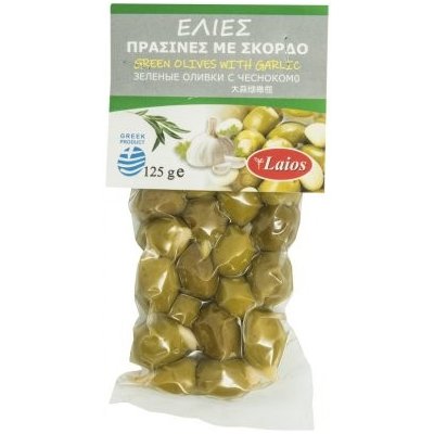 LAIOS Zelené olivy plněné česnekem 125 g – Zboží Dáma