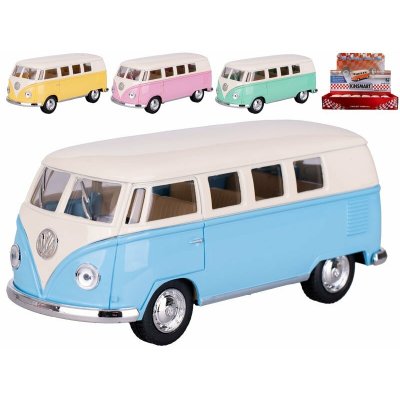 Kinsmart Volkswagen Classic Bus 1962 pastelový 13 cm kov zpětný chod mix barev modrá, žlutá, růžová, zelená – Zboží Dáma