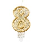 Godan Dortová svíčka číslo 8 zlatá – Zboží Dáma