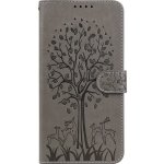 Pouzdro Embossing Pattern Strom a jelen Motorola Moto G60 šedé – Sleviste.cz