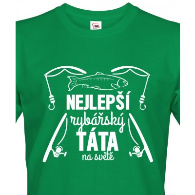 Triko Nejlepší rybářský táta Canvas pánské tričko s krátkým rukávem zelená – Zboží Mobilmania