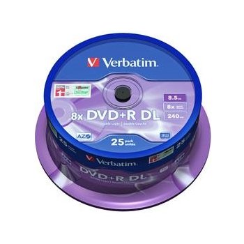 Verbatim DVD+R DL 8,5GB 8x, AZO, spindle, 25ks (43757)