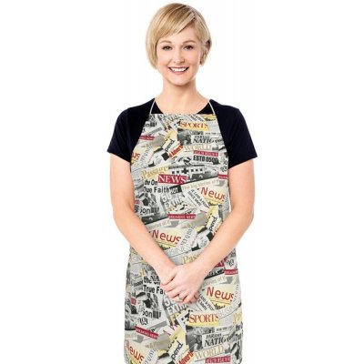 Bellatex Kuchyňská zástěra Adéla zástěra 67x84 cm Noviny červená černá bílá – Hledejceny.cz