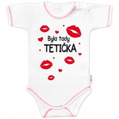 Body krátký rukáv s vtipným textem Baby Nellys Byla tady tetička