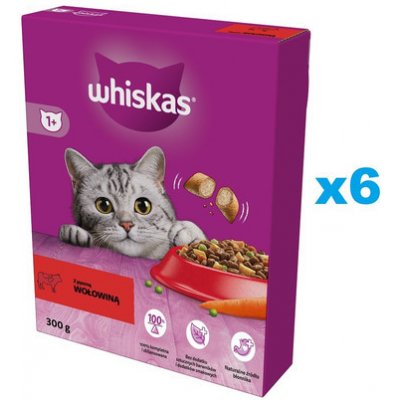 Whiskas Adult s lahodným hovězím masem 6 x 300 g – Zbozi.Blesk.cz