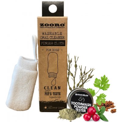 Zooro Grooming Tool Čistič zubů zubní kartáček pro psy na prst látkový pratelný s aktivním stříbrem – Zboží Mobilmania