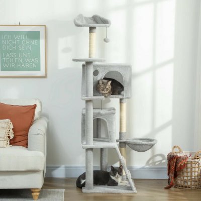 PawHut Škrabadlo se sisalovými sloupky šedé 48 x 48 x 160 cm – Zboží Dáma