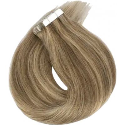 Vlasové PU pásky Tape in na prodlužování vlasů 30cm 14/24 tmavá blond platinová extra – Zbozi.Blesk.cz