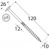 Vrut speciální DOMAX CT tesařský konstrukční vrut s talířovou hlavou zinek žlutý DMX ø (mm): 10, délka vrutu: 120, TORX: T40