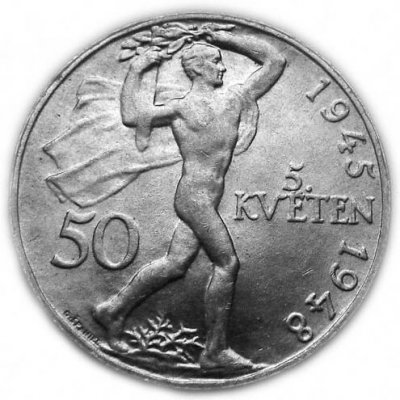 Mincovna Kremnica Stříbrná mince 50 Kč 1948 3. výročí Pražského povstání 10 g – Sleviste.cz