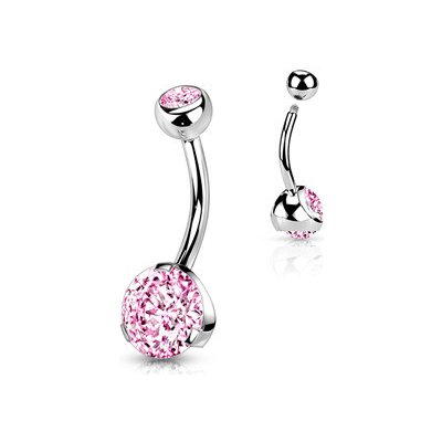 Šperky4U Piercing do pupíku banánek růžová barva BS01054-P – Zboží Dáma