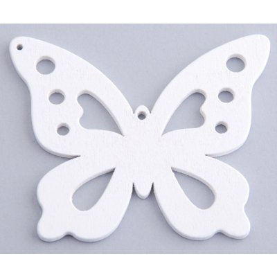 Dřevěný motýlek 50x65mm, 1ks - - - VYBERTE VARIANTU Barva: Bílá