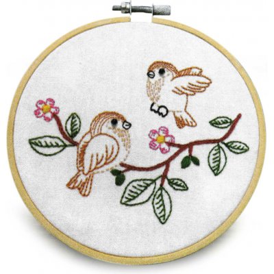 Stoklasa Dětská vyšívací dárková sada s předtištěným motivem 940198/5 ptáčci hnědá 15x22cm průměr 18cm – Hledejceny.cz