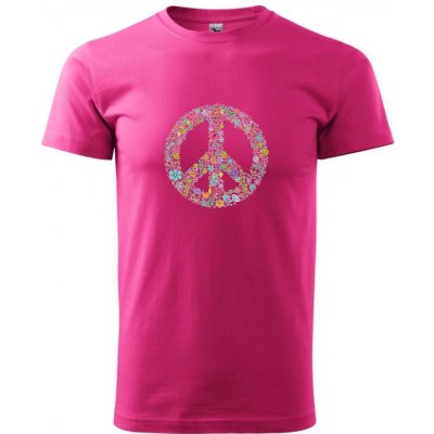 Peace symbol lístečky Klasické pánské triko purpurová – Zboží Mobilmania