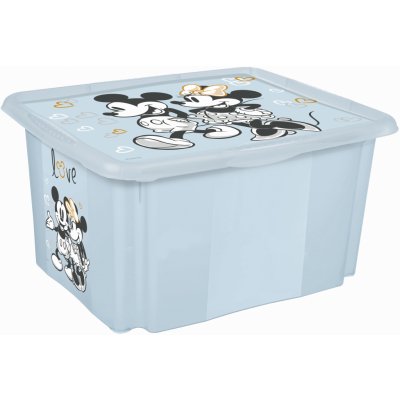OKT Plastový box Mickey 24 l 42,5 x 35,5 x 22,5 cm světle modrý s víkem – Zboží Mobilmania