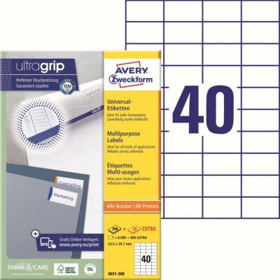 Avery Zweckform 3651-200 Samolepící etikety 52,5x29,7mm 8800 ks bílá – Hledejceny.cz