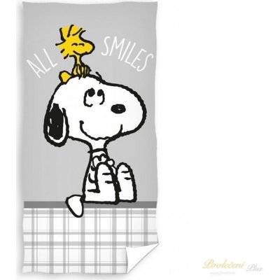 Carbotex Plážová osuška Snoopy a Woodstock All smiles 70 x 140 cm – Zboží Mobilmania