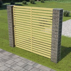 Zahradní plotový panel gabionové sloupky FSC borovice 180x180cm pletiva -  Nejlepší Ceny.cz