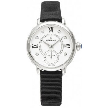 Eterna Lady Eterna Small Second 28 White endowed with 6 diamonds textile black