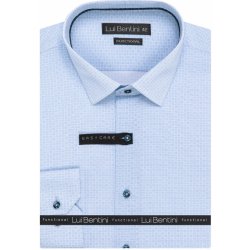 AMJ pánská košile bavlněná Lui Bentini Functional dlouhý rukáv slim fit čárkované kostky LDSF236 světle modrá