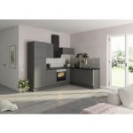 Optifit se spotřebiči Mats825 Rohová kuchyňská linka 270 cm barva čela čedičová šedá matná barva korpusu šedá – Zboží Dáma