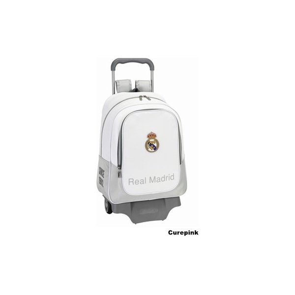  CurePink batoh na kolečkách FC Real Madrid 11624 šedý