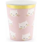 PartyDeco Papírové kelímky růžové kočka 200 ml – Zboží Dáma