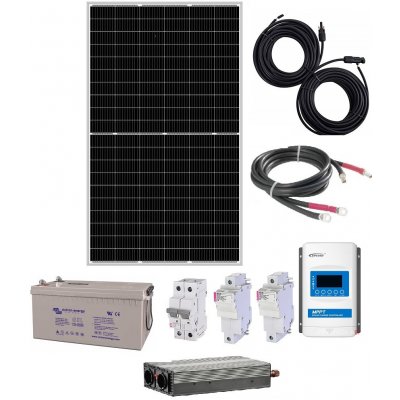 Solární set Sunset 230V 460W/h 40A akumulátor AGM 2760Wh, 230V čistá sinusoida (Kompletní solární sestava AC 230V/460Wp včetně kabeláže a jištění)