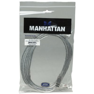 Manhattan 340458 Hi-Speed USB 2.0 kabel A-B M/M 3m, stříbrný – Sleviste.cz