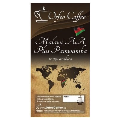 Orfeo coffee Malawi AA Plus Pamwamba 100% arabika zrnková 250 g – Hledejceny.cz