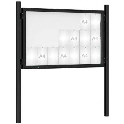 PROCITY Venkovní vitrína model 1000 21 x A4, černá, včetně sloupků | Zboží Auto