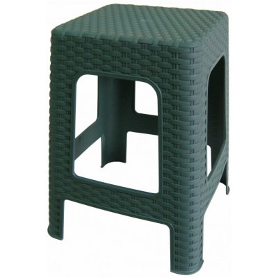 Mega Plast, Taburet polyratan, 45 x 35,5 x 35,5 cm, tmavě zelený – Hledejceny.cz